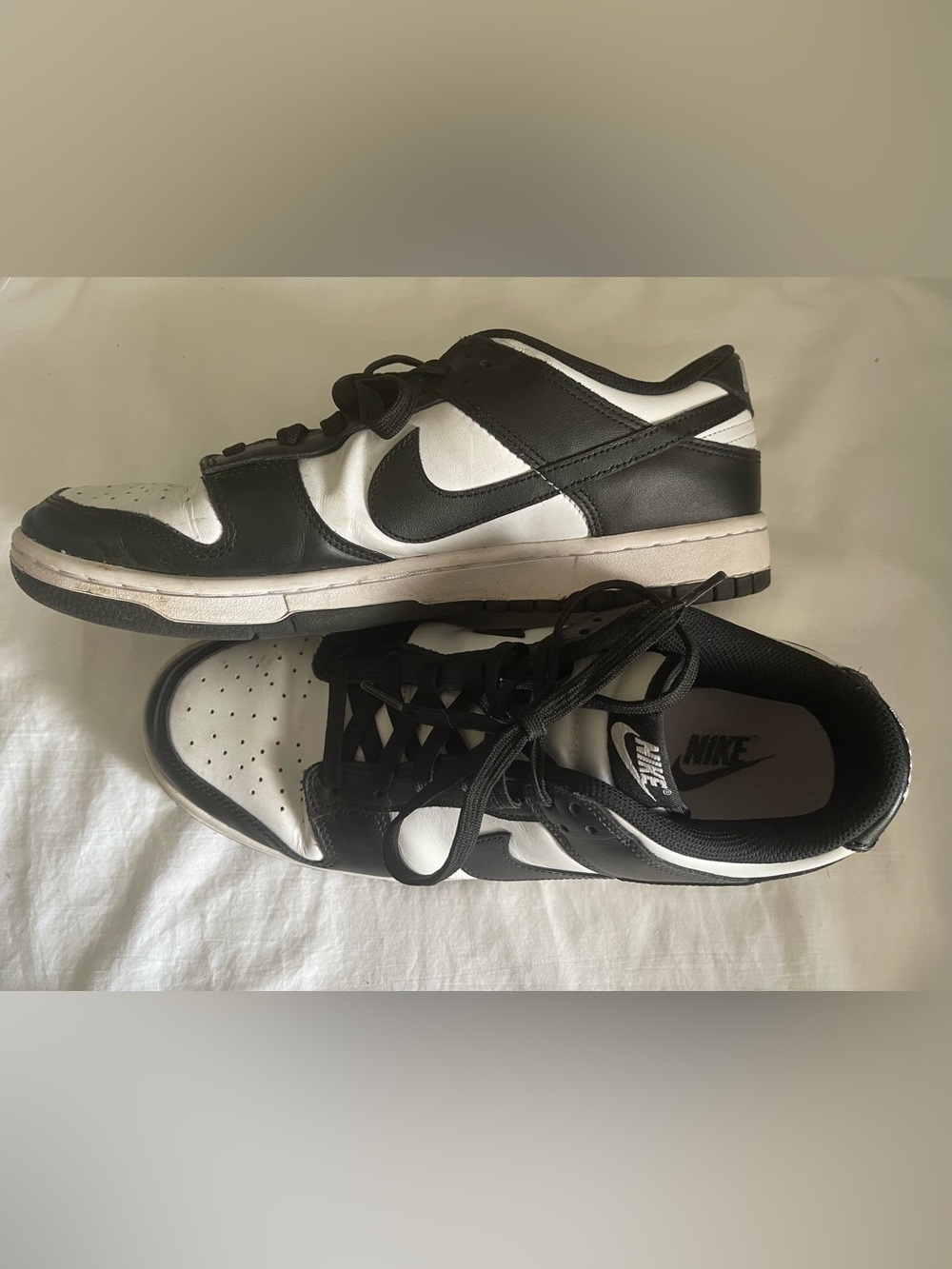 NIKE MEN’S SIZE 11.5 DUNK LOW RETRO PANDA BLACK/WHITE LEATHER SNEAKERS/SHOES